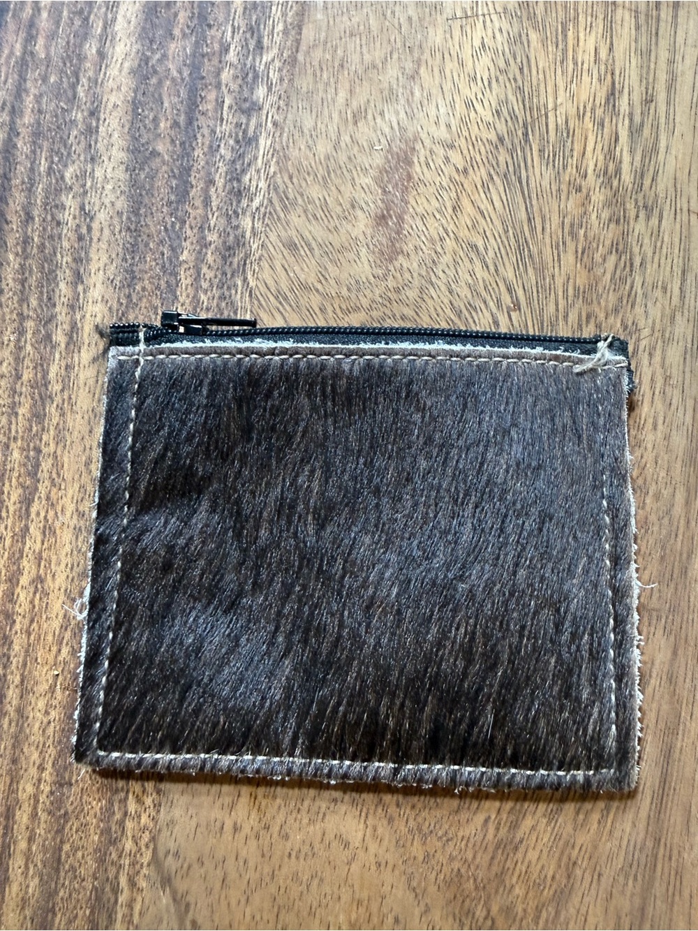 Brown & Black Reversible Zip Pouch